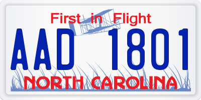 NC license plate AAD1801