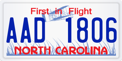 NC license plate AAD1806