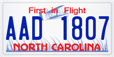 NC license plate AAD1807