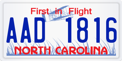 NC license plate AAD1816