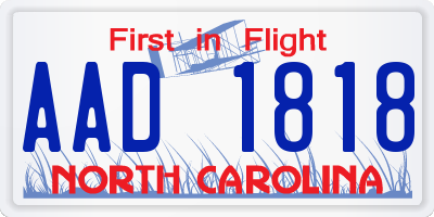 NC license plate AAD1818