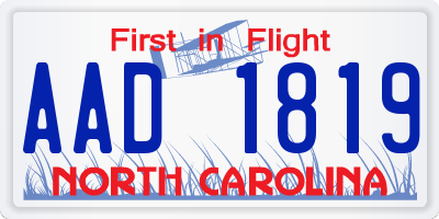 NC license plate AAD1819