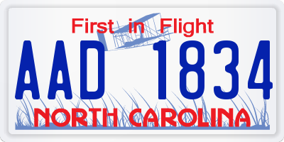 NC license plate AAD1834