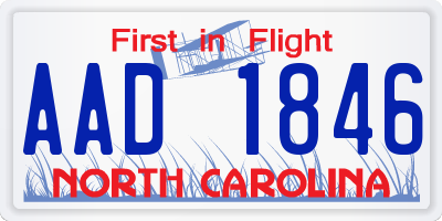 NC license plate AAD1846