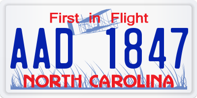 NC license plate AAD1847