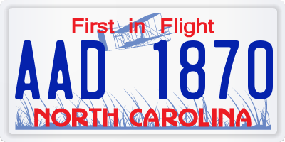 NC license plate AAD1870