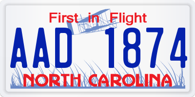 NC license plate AAD1874