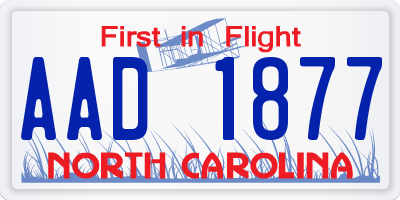 NC license plate AAD1877