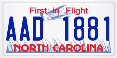 NC license plate AAD1881