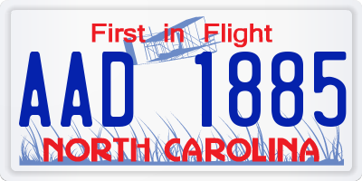 NC license plate AAD1885