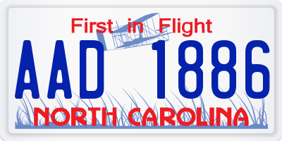 NC license plate AAD1886