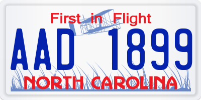 NC license plate AAD1899