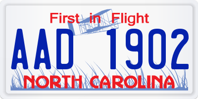 NC license plate AAD1902
