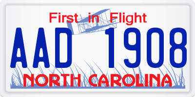 NC license plate AAD1908