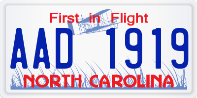 NC license plate AAD1919