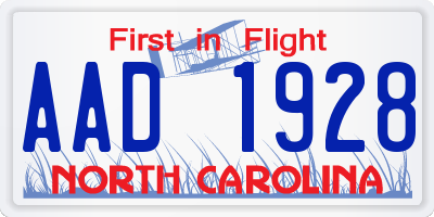 NC license plate AAD1928