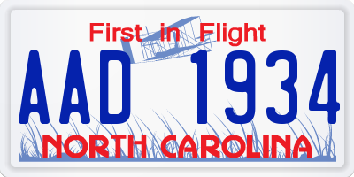 NC license plate AAD1934
