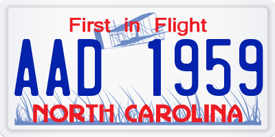 NC license plate AAD1959