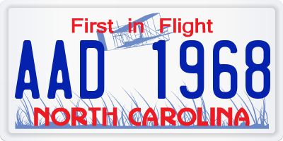 NC license plate AAD1968