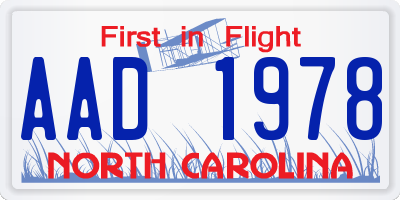 NC license plate AAD1978
