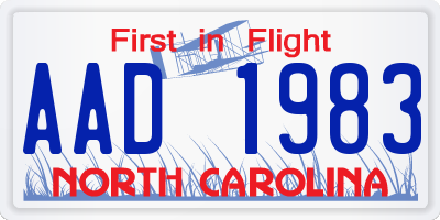 NC license plate AAD1983