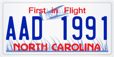 NC license plate AAD1991