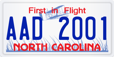 NC license plate AAD2001