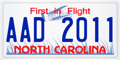 NC license plate AAD2011
