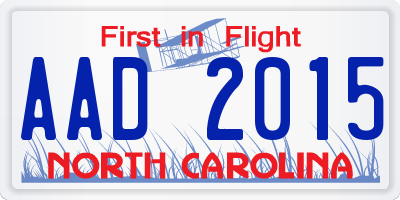 NC license plate AAD2015