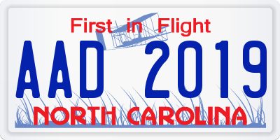 NC license plate AAD2019