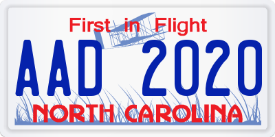 NC license plate AAD2020