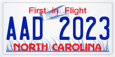 NC license plate AAD2023
