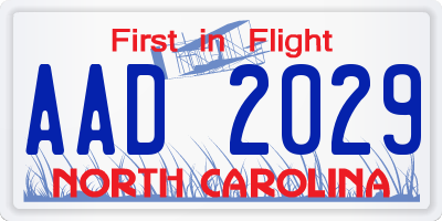 NC license plate AAD2029