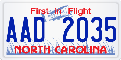NC license plate AAD2035