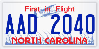 NC license plate AAD2040