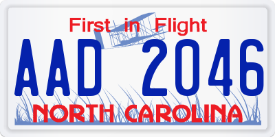 NC license plate AAD2046