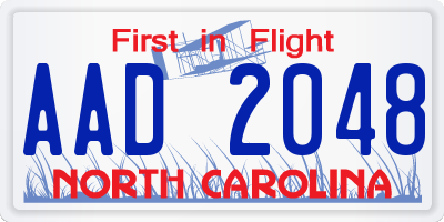 NC license plate AAD2048