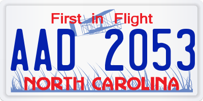 NC license plate AAD2053