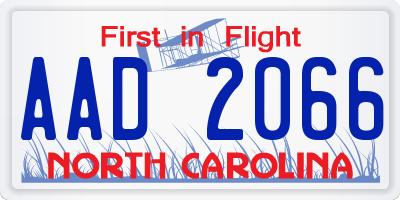 NC license plate AAD2066