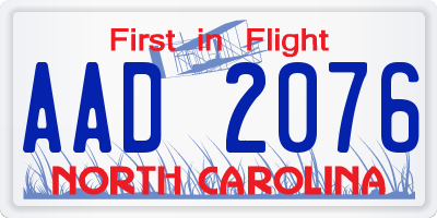 NC license plate AAD2076