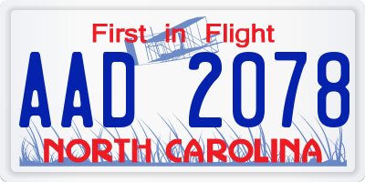 NC license plate AAD2078