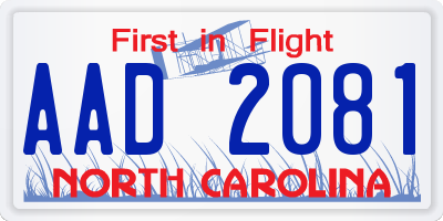 NC license plate AAD2081