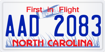 NC license plate AAD2083
