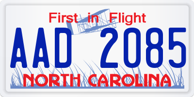 NC license plate AAD2085
