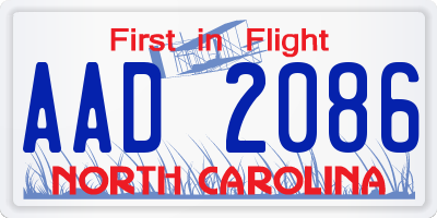 NC license plate AAD2086