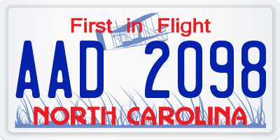 NC license plate AAD2098