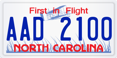 NC license plate AAD2100