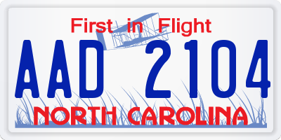 NC license plate AAD2104