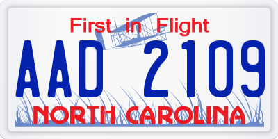 NC license plate AAD2109