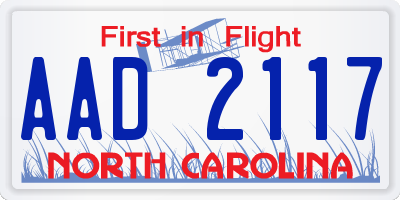NC license plate AAD2117